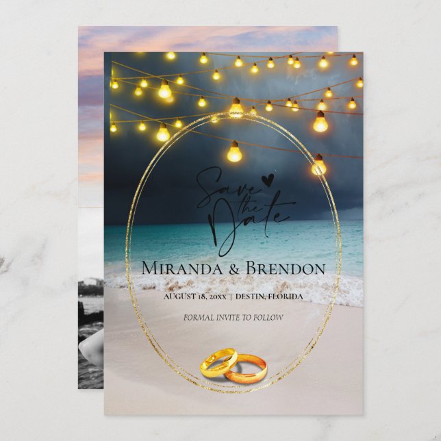 Convite Bela praia da Flórida, brilhante e sua foto eu (Frente/Verso)