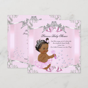 Convite Bela Princesa Chuvada de Bebê Rosa Tuta Étnica