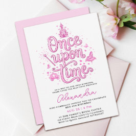 Convite Bela Princesa Rosa Castelo Era Uma Vez Erro de Dig