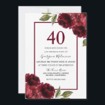 Convite Bela Rosa vermelha Elegante de aniversário de 40 a<br><div class="desc">Convite de festas elegante de aniversário de 40 anos Elegante para Rosa vermelha de  Veja a coleção correspondente em Niche e Nest Store</div>