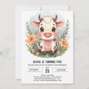 Convite Bela Vaca Moderna do País Aniversário