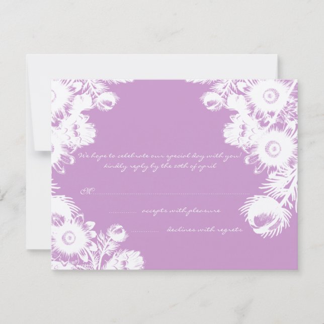 Convite Bela Vintage Black Flower Weding RSVP Card (Frente)