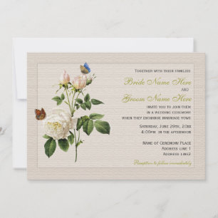 Convite belas e vintinhas flores brancas de rosa casamento