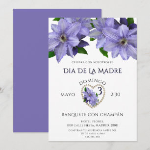 Convite Belas Flores Malva Para o Dia das Mães