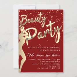 Convite Beleza Body Party - Download instantâneo Dourado d