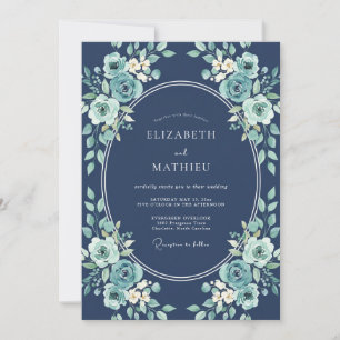 Convite Beleza Botânica Teal para Casamento