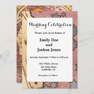 Convite Beleza da Mulher Mucha Art Nouveau