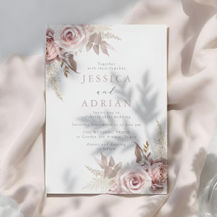 Convite Beleza Divina: Casamento Floral Blush & Rosa