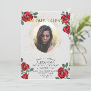 Convite Beleza e Dourada foto-espelho da Fada da Besta