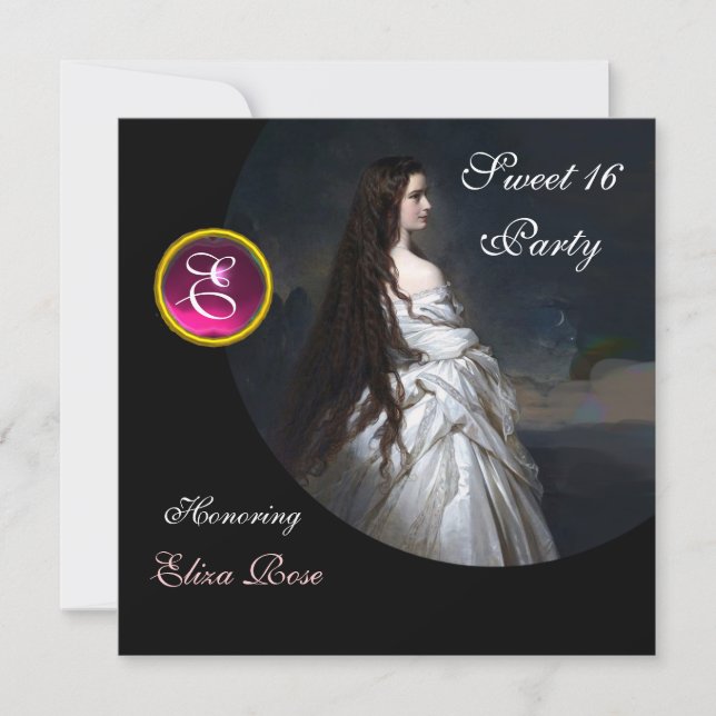 CONVITE BELEZA ETERNA,DOCE 16,PINK,PRETO,DANO BRANCO (Frente)