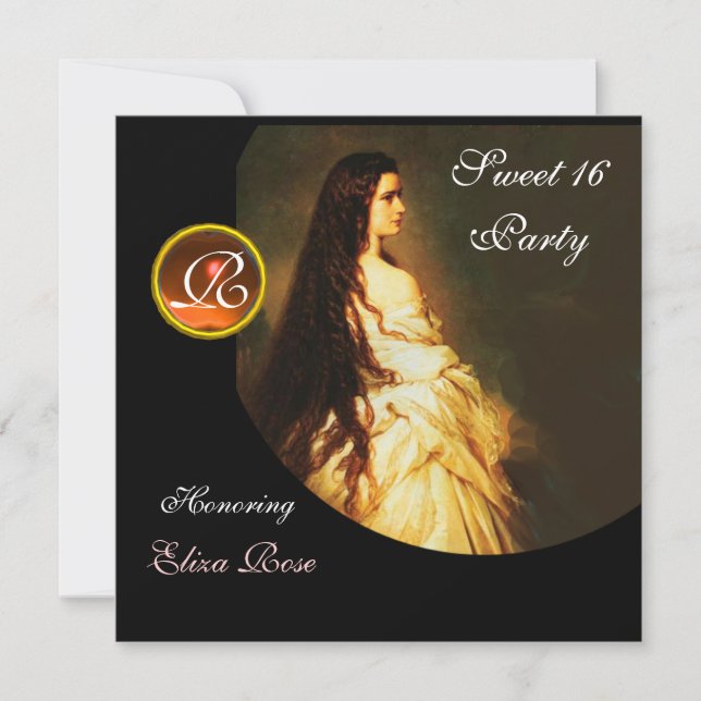 CONVITE BELEZA ETERNA, SWEET 16 AMARELO, DAMASCO PRETO E B (Frente)