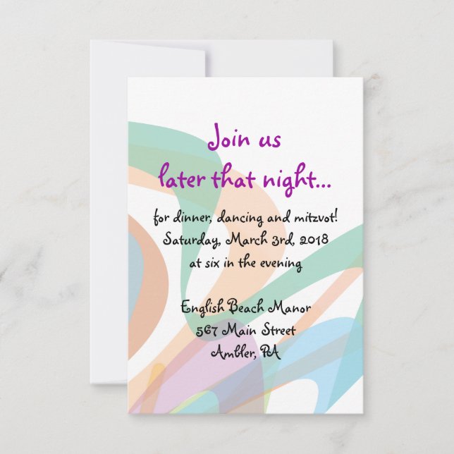 Convite Beleza no Face Bat Mitzvah Reply Card (Frente)