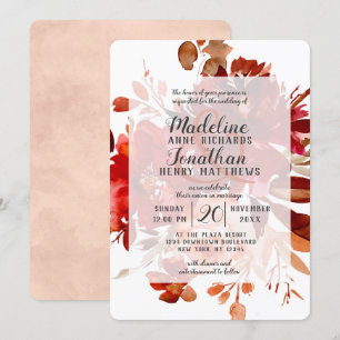 Convite Beleza Rústica Floral Outono Vintage Casamento Enq