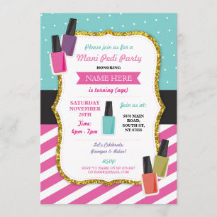 Convite Beleza Spa Festa de aniversário Pamper Mani Convi