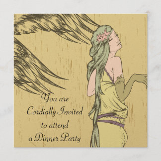 Convite beleza vintage art nouveau Festa de Jantar Cocktai