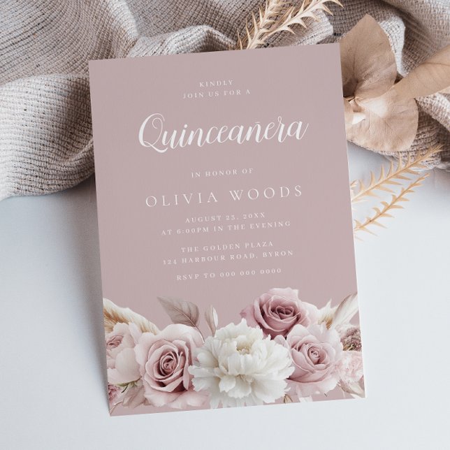 Convite Belisca e Rosa Dusty Quinceanera (Criador carregado)