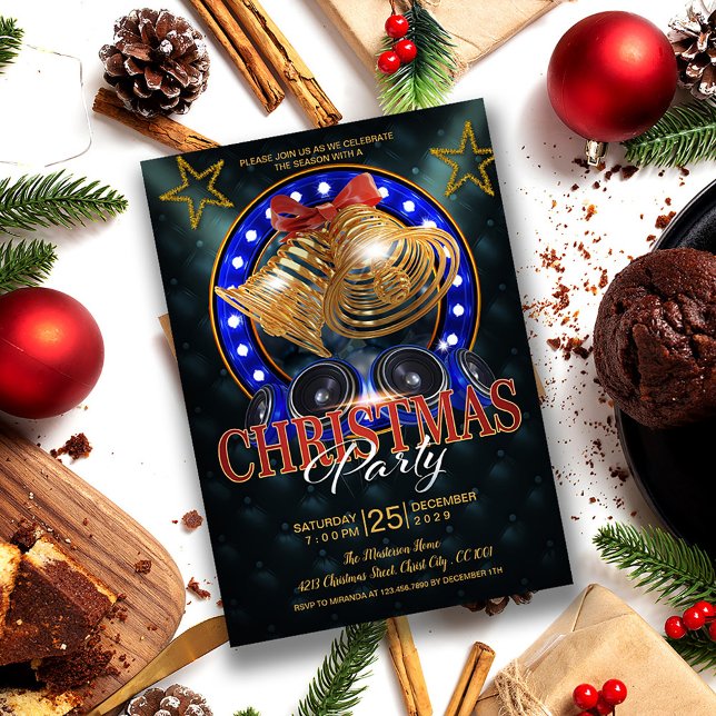 Convite Beliscos Dourados Elegantes e Natal das Estrelas D (Criador carregado)