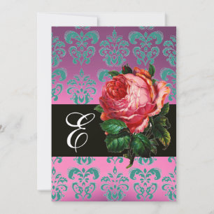 CONVITE BELÍSSIMA ROSA PÊSSEGO LILÁS AZUL DAMASCO MONOGRAM
