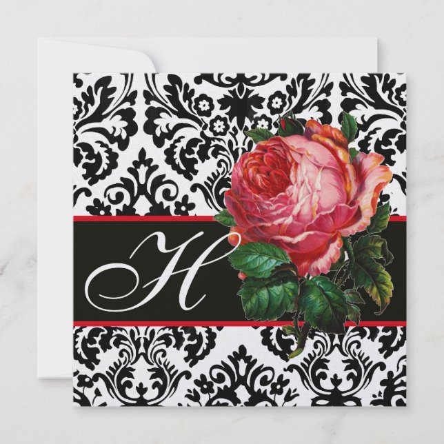 CONVITE BELÍSSIMA ROSA PINK  PRETO BRANCO  MONOGRAMA DAMAS (Frente)
