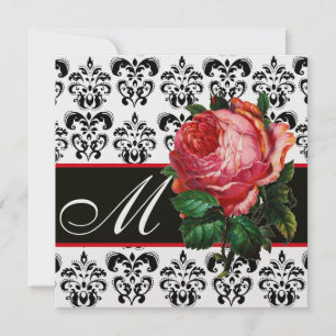 CONVITE BELÍSSIMA ROSA PINK  PRETO BRANCO  MONOGRAMA DAMAS