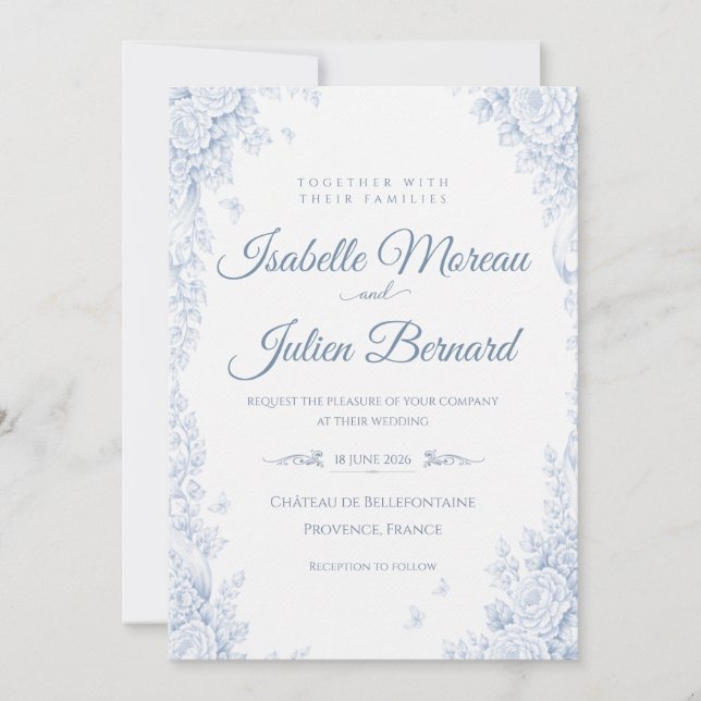 Convite Bellefontaine – French Blue Wedding (Frente)