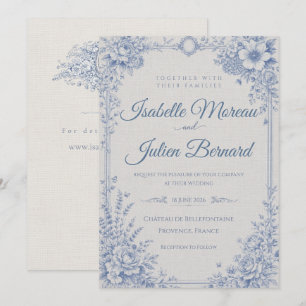Convite Bellefontaine – Linho Azul Francês Casamento