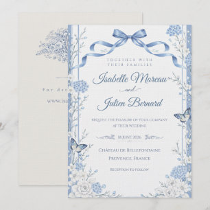 Convite Bellefontaine – Linho Azul Francês para Casamento