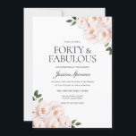 Convite Belo aniversário de 40 anos cor-de-rosa elegante<br><div class="desc">Bonito convite para aniversário de 40 anos cor-de-rosa-claro Ver coleção correspondente em Niche e Nest Store</div>