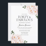 Convite Belo aniversário de 40 anos cor-de-rosa elegante<br><div class="desc">Bonito convite para aniversário de 40 anos cor-de-rosa-claro Ver coleção correspondente em Niche e Nest Store</div>