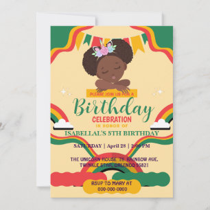 Convite Belo aniversário de meninas africanas afro-america