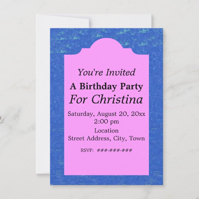 Convite Belo Aniversário Sereia Cavalo Marinho Rosa (Frente)