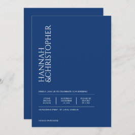 Convite Belo Azul com Casamento de Código QR