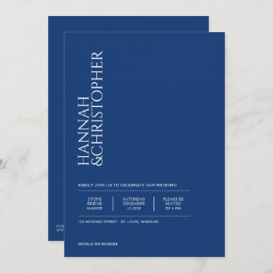 Convite Belo Azul com o Casamento dos Detalhes