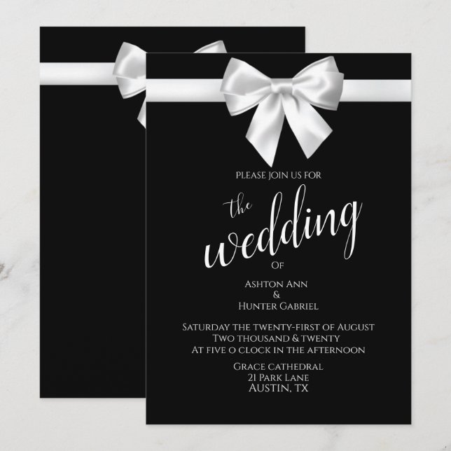 Convite Belo Bonito Casamento Branco Negra (Frente/Verso)