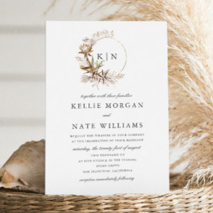 Convite Belo Casamento Boho Botânico Monograma