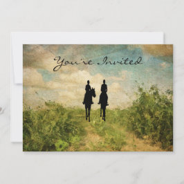 Convite Belo Casamento de Cavalo Casal Andando de Cavalo