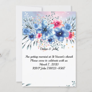 Convite Belo Casamento De Flor De Aquarela