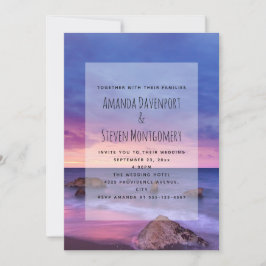 Convite Belo Casamento de Fotografia Costeira Sunset Desig