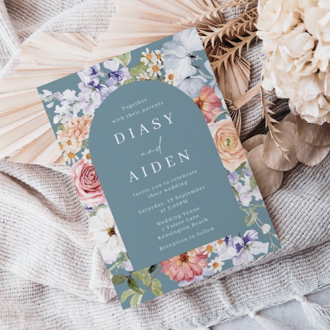 Convite Belo Casamento de Frame de Arca Floral Botânica (Criador carregado)