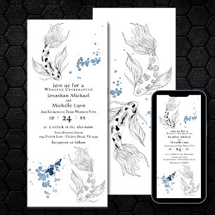 Convite Belo Casamento de Nadação de Peixes Koi Japonese