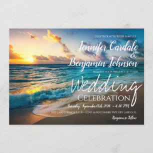 Convite Belo Casamento de Praia Summer Waves Oceânicas