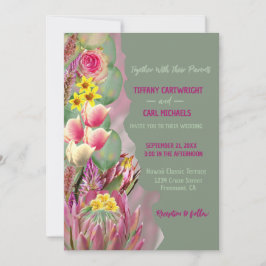 Convite Belo Casamento de Sábado do Jardim Botânico Floral