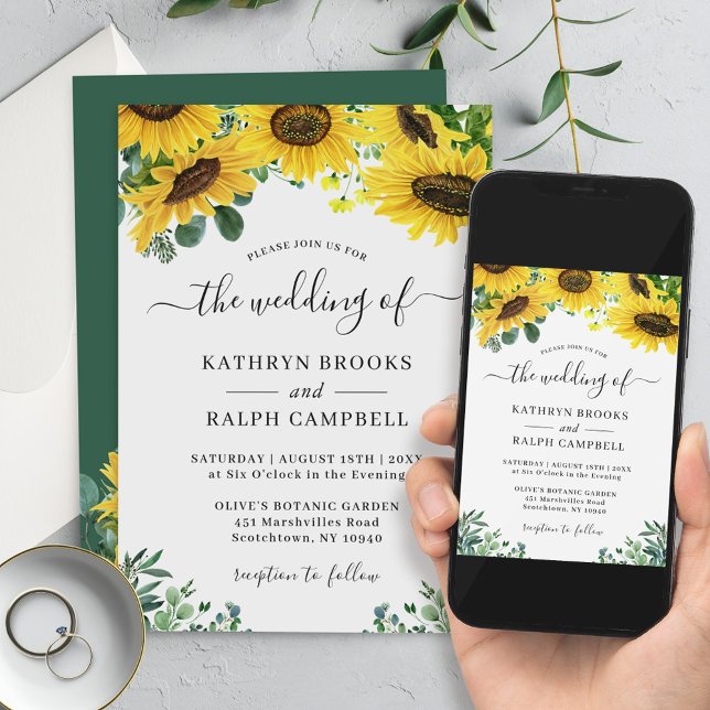 Convite Belo Casamento Eucalyptus Greenery (Criador carregado)