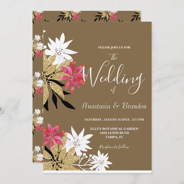 Convite Belo Casamento Floral (Frente/Verso)