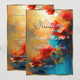Convite Belo casamento floral moderno floral