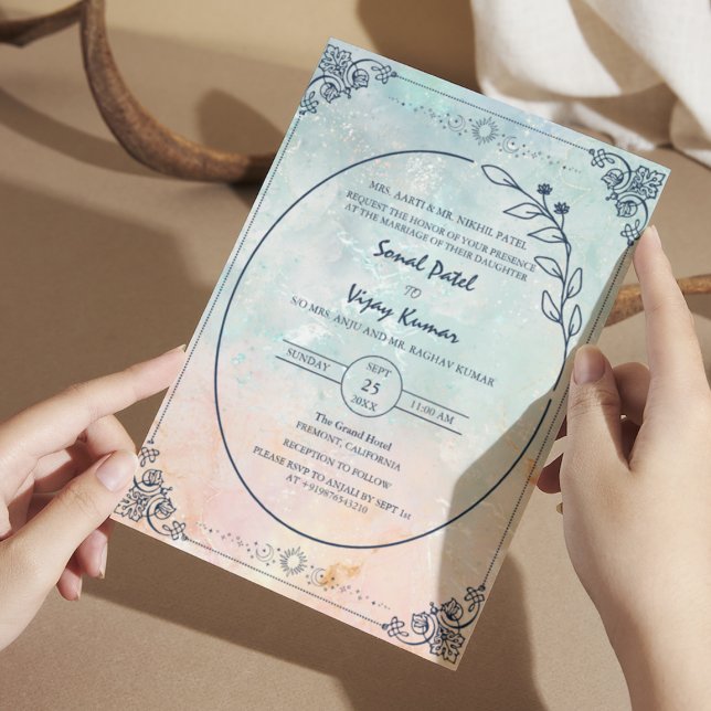 Convite Belo Casamento Hindu Indiano Moderno (Criador carregado)