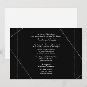 Convite Belo Casamento Preto e Branco Elegante II