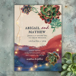 Convite Belo Casamento SoCal De Cactus Sunset