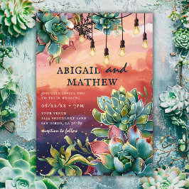 Convite Belo Casamento SoCal De Cactus Sunset