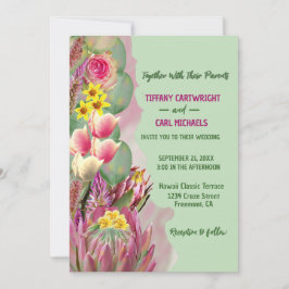 Convite Belo Casamento Verde De Jardim Botânico Floral